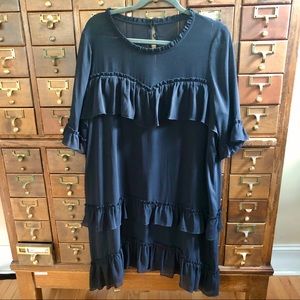 Kensie Chiffon Ruffle Dress Black Size XL